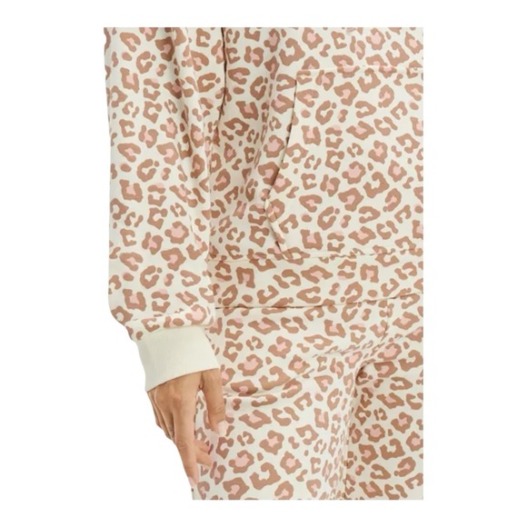 Ugg Women's Beige Kes Leopard Print Fleece Soft Hoodie Size Medium - Picture 6 of 16
